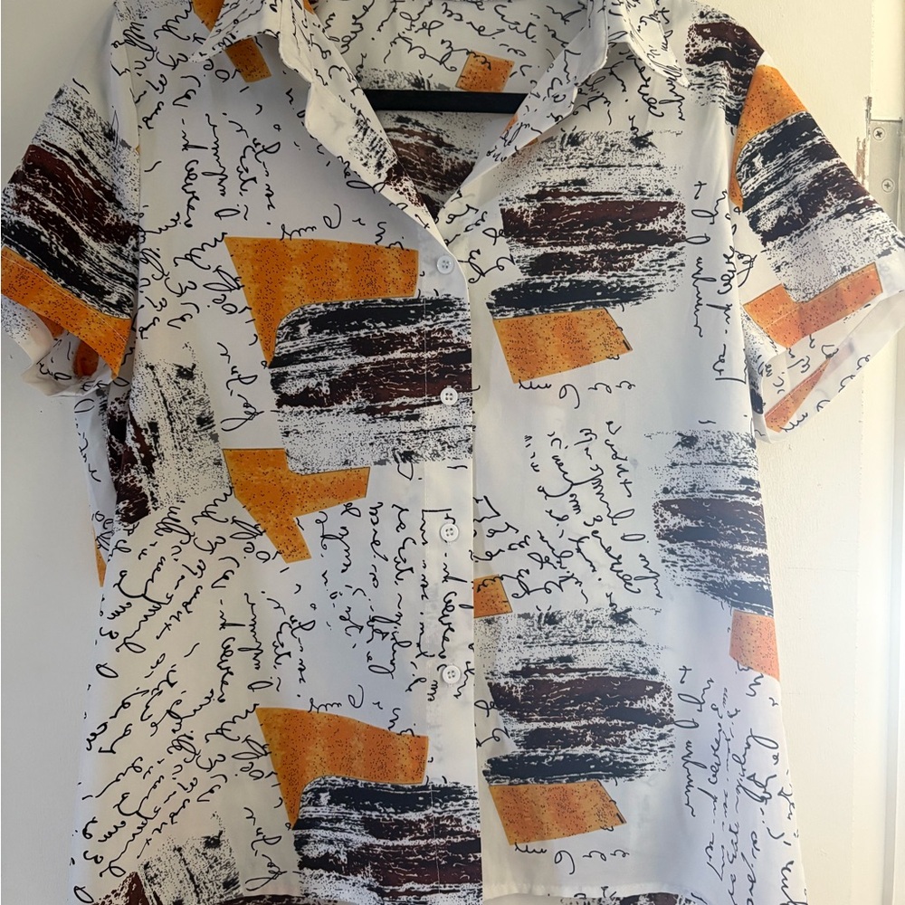 SHEIN Multicolor Abstract Button Down Shirt